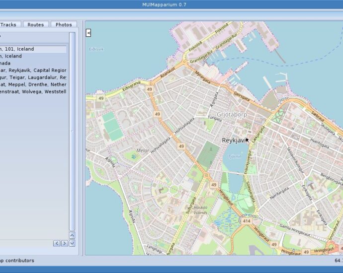 OpenStreetMap viewer app MUIMapparium 0.7 for AmigaOS