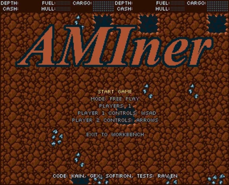 AMIner is a Sci-Fi mining game with Party elements for Amiga