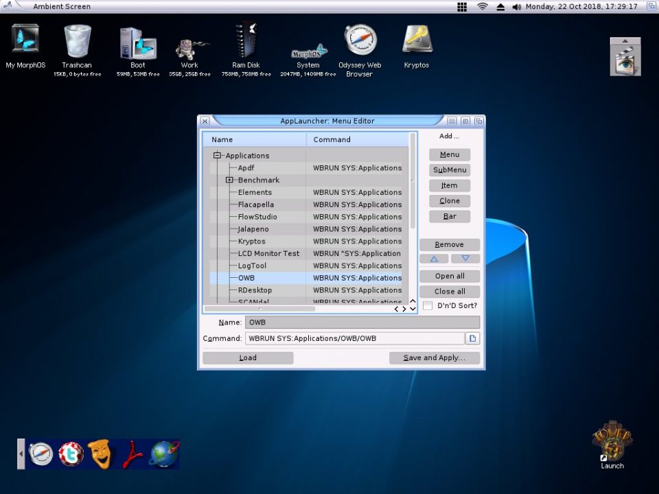 Review of AppLauncher for MorphOS A New desktop Tool for the Screenbar