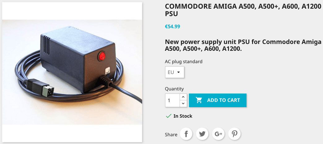  Amiga 500 PSU Modern Black US - Replacement Amiga 500 Power  Supply, US Plug : Electronics